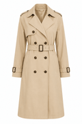 Vintages Boutique Women's Longline Belted Trench Coat in Beige